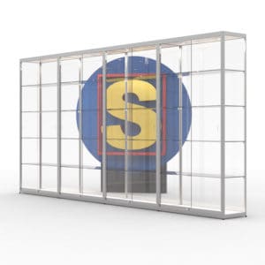 Vitrinewand met 4 segmenten