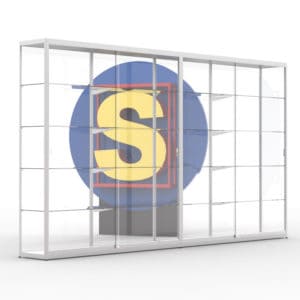 Vitrinewand met 2 segmenten